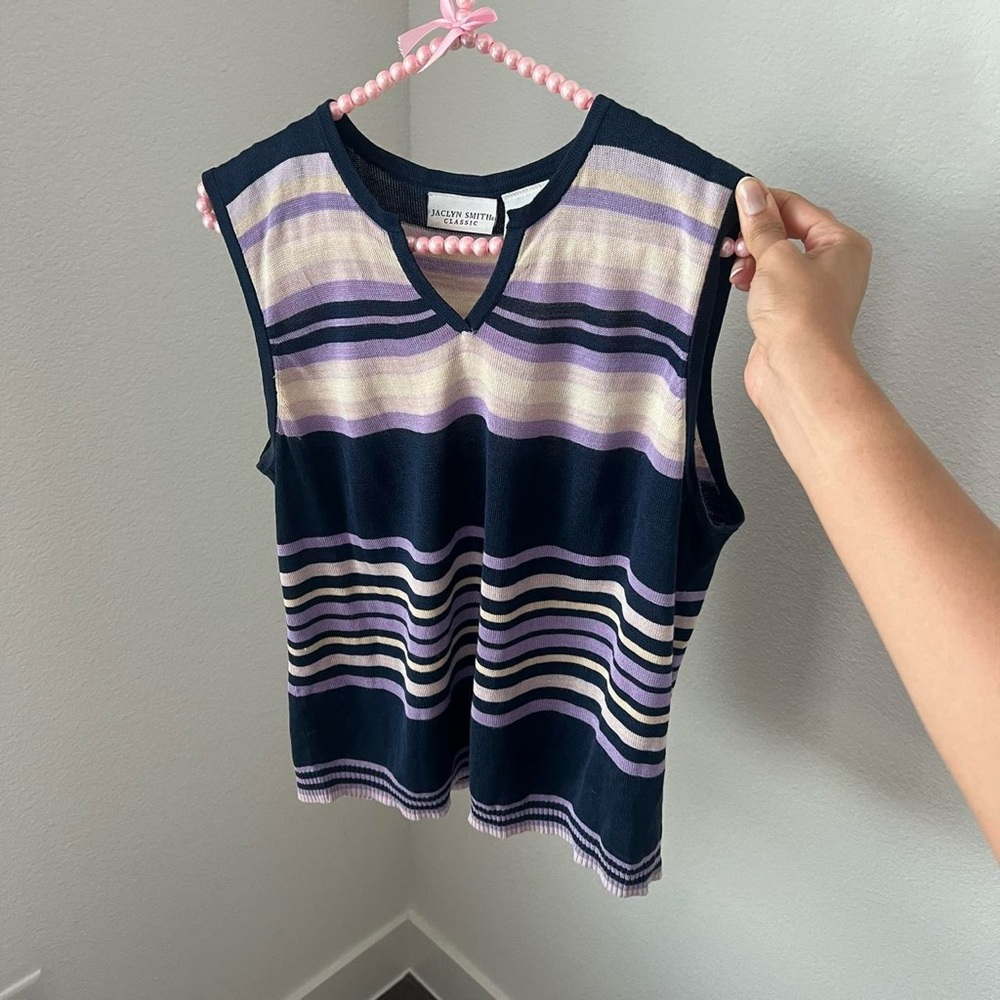 90s purple striped knit sweater vest